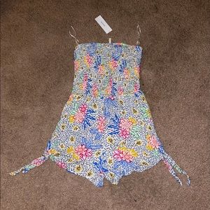 NWT Urban Outfitters Sherri Smocked Strapless Romper Multicolor - Size Large